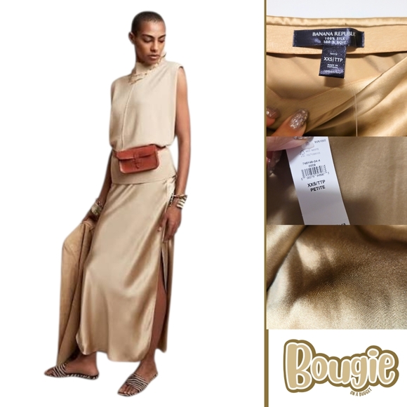 Banana Republic Dresses & Skirts - NWT Banana Republic 100% Silk Maxi Skirt XXS Petite Champagne Neutral